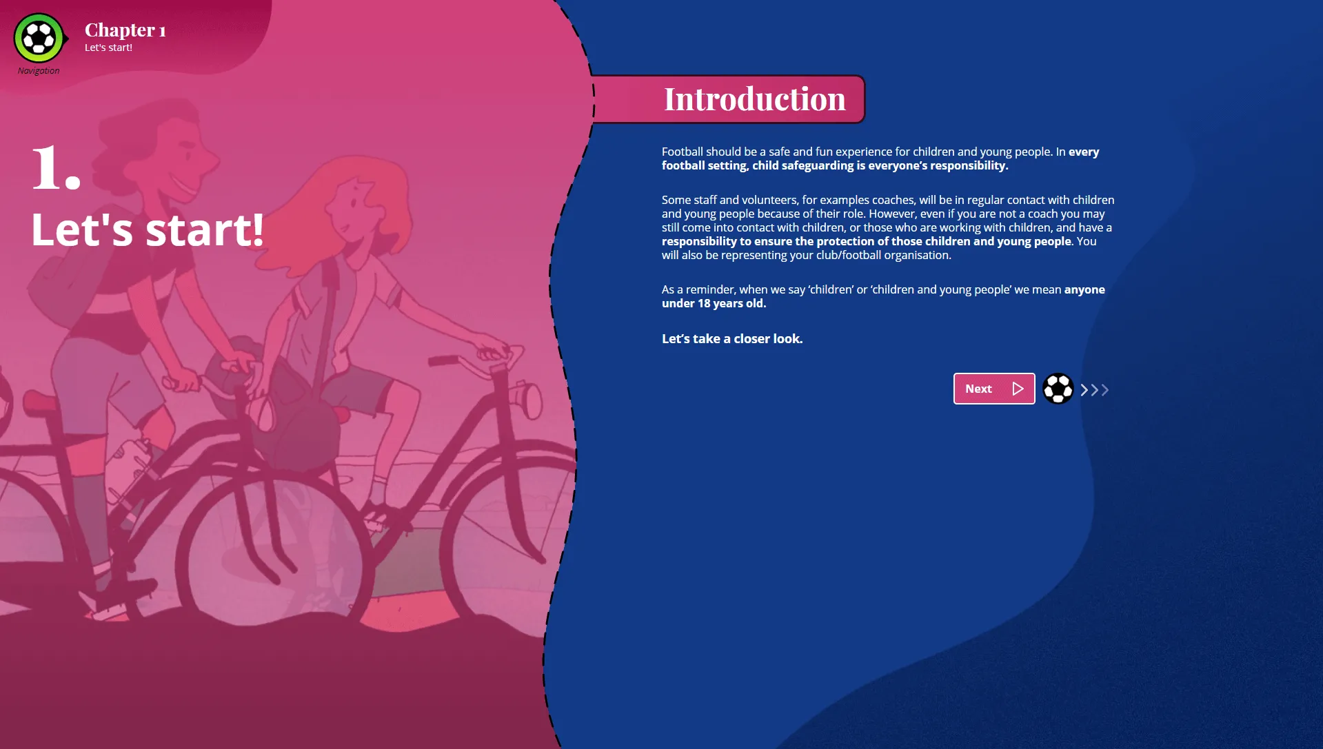 Images des modules e-learning développés par DNA Studios pour le programme de protection des enfants mené par UEFA et Terre des Hommes 04
