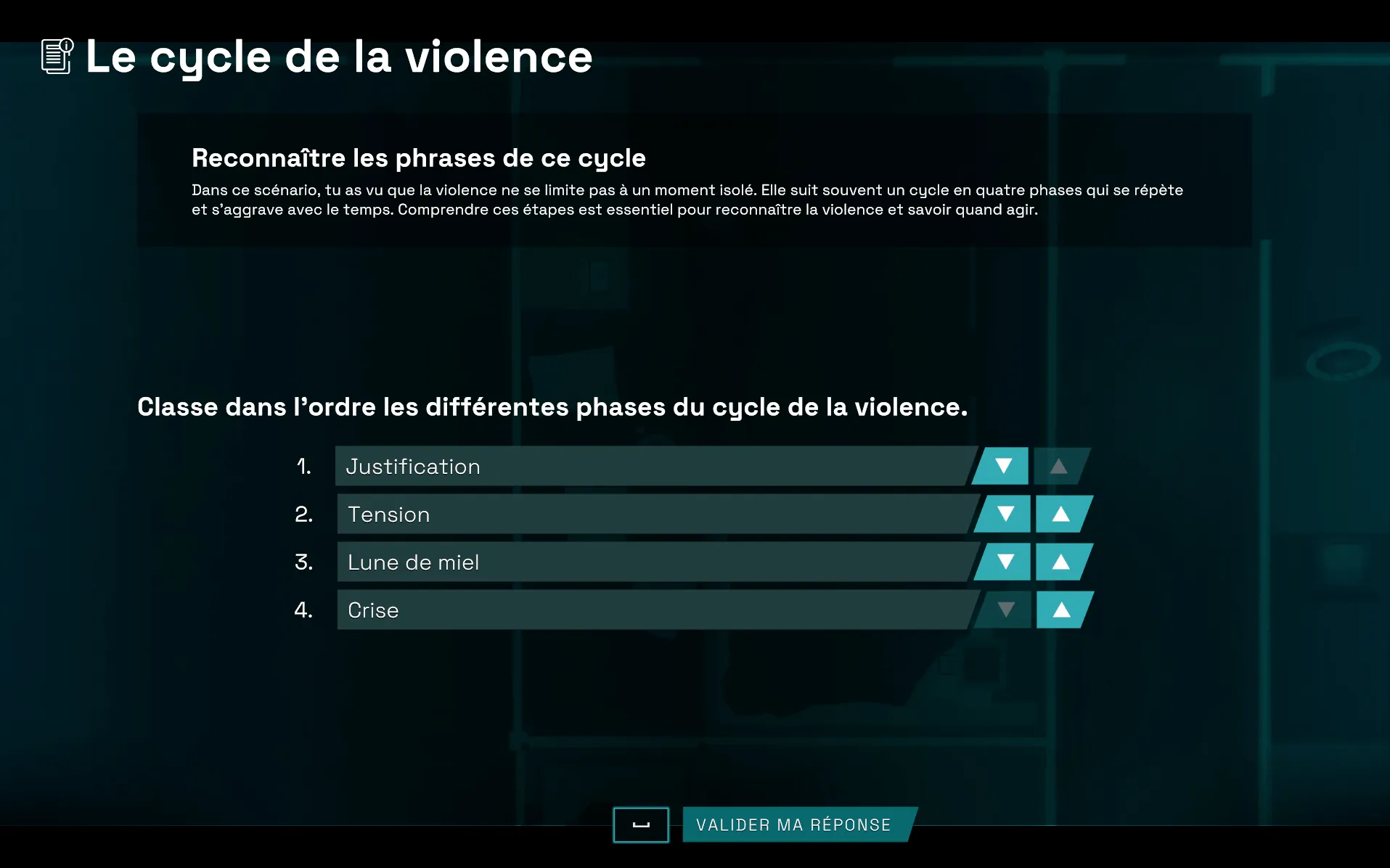 Images of the serious video game "ALTernatives" to raise awareness and prevent domestic violence among young people 05